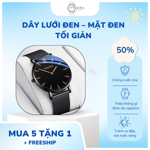 Đồng hồ nam dây thép lưới VYNII STORE DH3211 mỏng nhẹ chống nước sang trọng