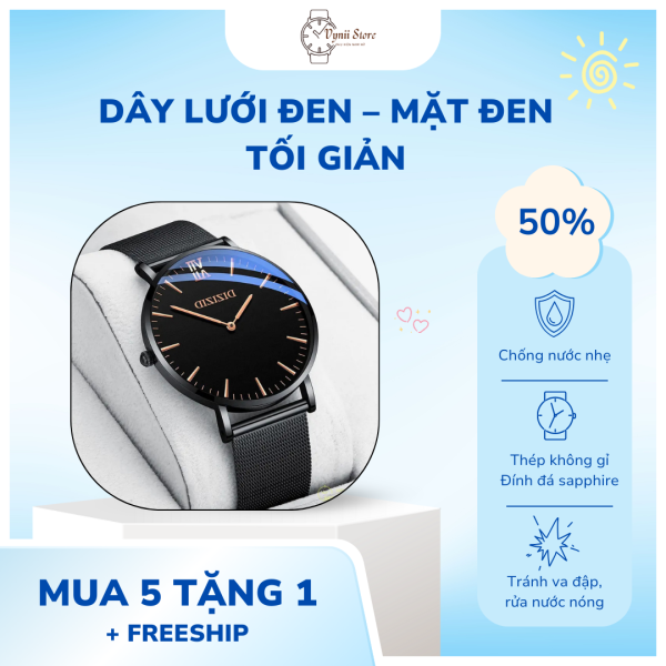 Đồng hồ nam dây thép lưới VYNII STORE DH3211 mỏng nhẹ chống nước sang trọng