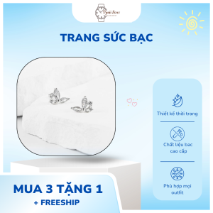 Khuyên Tai Bạc 925 KT Chuồn Chuồn 2 Cánh Đá To