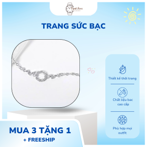Lắc Tay Bạc Vòng Tròn và Lá