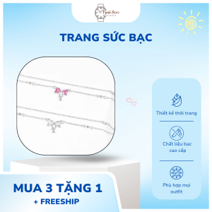 Lắc Tay Bạc 925 LT Nơ VN Trắng - Hồng