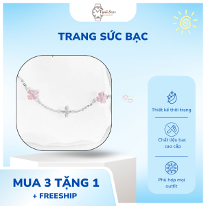 Lắc Tay Bạc 925 LT Cỏ 4 Lá Tim Đá Hồng