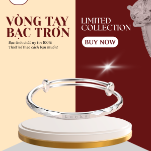 Vòng Tay Bạc Trơn 925 Khắc Chữ “Lucky”